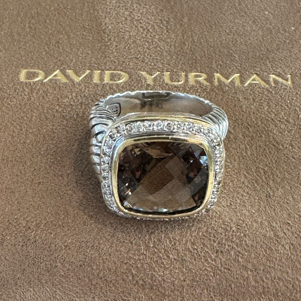 David Yurman Smoky Quartz & Diamond Sterling Ring - Size 7 - Picture 4 of 16